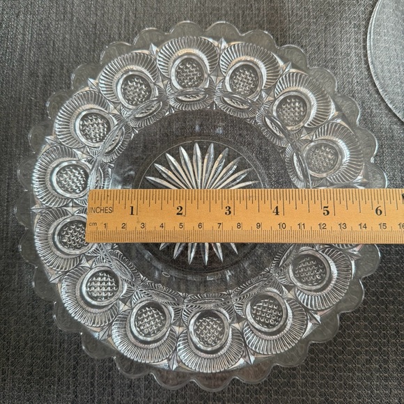 Bryce Higbee Antique Glass Butter Dish with Lid Crescent Pattern - Picture 6 of 7